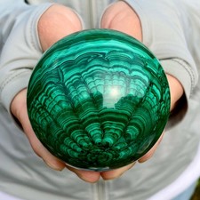 1.4LB Rare Natural Malachite quartz hand Carved sphere Crystal Healing picture