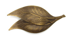 Vintage floral leaf gold tone Bronze scarf clip Jeri-Lou 3.25