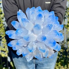 3.02LB New find blue phantom crystal quartz  cluster mineral specimen healing picture