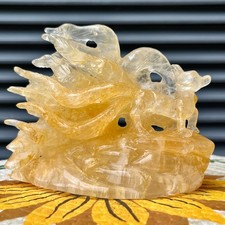 740 g Clear Quartz Carving Golden Healer Yellow Inclusions Mineral Specimen picture