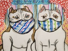 dog art AMERICAN BULLY print 11x14 gift modern Folk KSams Quarantine Collectible picture