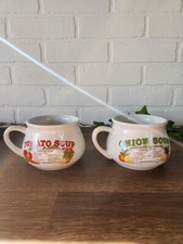 Set of 2 Vintage DDJ Soup Recipe Ceramic Mug Cup Bowls Dat'l Do-it, Inc. picture