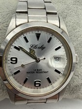 Vintage Men's Clocky Silver Tone Quartz Date Watch New Battery picture