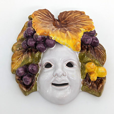 Italian Majolica Pottery Fairy Face Wall Mask Bacchus Seasons Autumn Italy picture