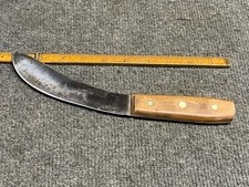 Vintage Skinning Knife 6” Wooden Handle Brass Pins Hammer Forged USA  picture