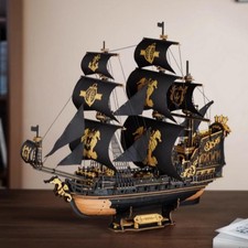 Robotime Rokr 3d Puzzle Wooden Seahouse Barque Model Kits Build Home Desk Deco picture
