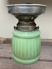 Vintage Ceiling Light Fixture with Art Deco Pale Soft Green Glass Shade picture