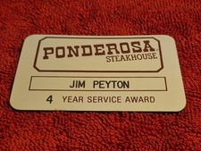 Vintage Ponderosa Steakhouse Name Tag picture