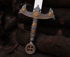 Handmade Templar Knights Sacred Holy Longsword Ornate Full Length Steel Sword picture