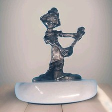 Pewter Figurine Hobo Clown W/ Music Instrument Appx 3