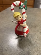 Rare Vintage National Potteries Japan Christmas Angel Bell Candy Cane Napco 1956 picture