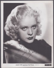 ALICE FAYE - INSCRIBED PHOTOGRAPH SIGNED CIRCA 1935 picture