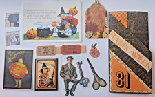 12 Pc Handmade Vintage Img HALLOWEEN JOURNAL FOLIO Ephemera Holder, Die Cuts 8