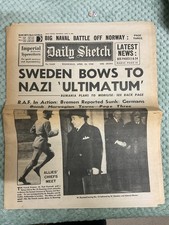 historic newspaper Militaria WW2 War , Daily Sketch , April 1940 picture