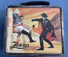 Vintage 1958 Aladdin Zorro Metal Lunchbox Walt Disney picture