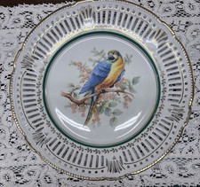 Vintage Schwarzenhammer Bavaria Reticulated Porcelain Plate Macaw On Branch picture