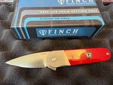 Finch Knives Cherry Bomb W/ Red Bone Handle & 154CM picture