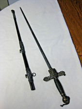 Old Knights Of The Pythias Ceremonial Sword Pettis & Co with Sheath 34 3/4
