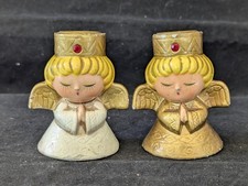Pair (2) 1960S Vtg MCM Ardco Candle Christmas Candle Holder White Gold Japan 3