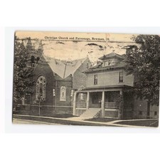 Vintage 1921 Christian Church and Parsonage Postcard Newman Illinois IL VG- picture