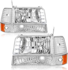 DimFlux Headlights Assembly for 1992-1996 Ford F150 F250 F350 Bronco picture