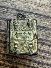 Antique 1863 Tom Thumb Wedding Souvenir Locket Suitcase Somebody's Luggage Brass picture