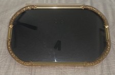 Vintage Oblong Convex Glass Metal Flowers Photo Frame  15.5”x10” picture