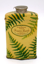 Vintage Houbigant Fougere Royale Talc Tin Partial Full Art Deco picture