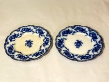 [E442] Two Antique WH Grindley 1880s English Plates Florida Flow Blue 9” picture