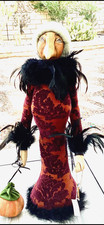 Joe Spencer Gallerie II Halloween Witch with Feathers, Green Eyes, and Gray Hair picture