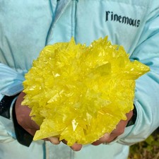2LB Rare yellow sulfur crystal quartz crystal mineral specimen picture