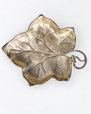Vintage WMF Ikora Germany EP Brass Silverplate Grape Leaf Footed Candy Dish picture
