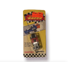 1986 Vintage Spindex Action Pencil Sharpener - Red Racer Car, NOS picture