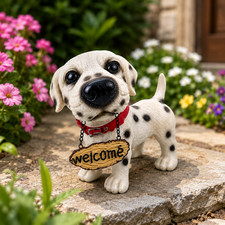 Welcome Dalmatian Dog Figurine Plastic Resin Vintage picture