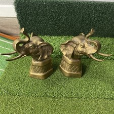 Vintage Dowco Brass Elephant Book Ends picture