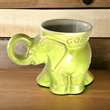 Frankoma Pottery 1981 GOP Republican Reagon/Bush  Elephant Mug Cup Green picture