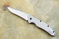 Kershaw Shallot knife 1840 Speedsafe silver handle plain edge knives *BLEM*  picture