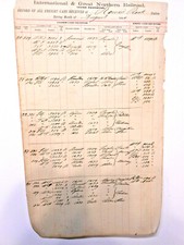 Ledger Page I.&G.N.R.R. Internationa & Great Northern RR  Round Rock Texas 1884 picture