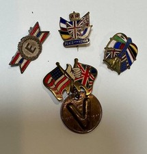 Vintage WWII Army-Navy E Sterling Pin & WWI British Relief Fund Victory Pin Lot picture