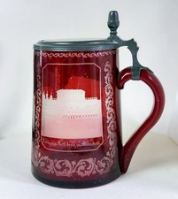 Antique 19th century Bohemian ruby flashed glass beer stein -Pinakothek, Munich picture