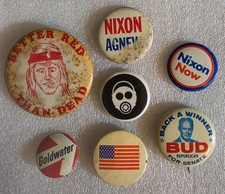 Vintage Better Red Than Dead Nixon Now Goldwater Political Propaganda Button Lot picture