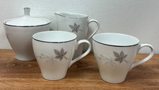 Mikasa SILVER MAPLE Fine China Tea Set Creamer, Sugar Bowl w/Lid, 2 Cups 5600 picture
