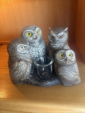 Windstone Editions Parliament Of Owls Candle Holder W/Original Tag 10lbs ~chips~ picture