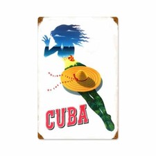 CUBA WOMAN SILHOUETTE BEACH SCENE 18