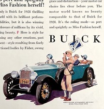 Buick 1928 Touring Sedan Drop Top Advertisement Automobilia Lithograph HM1C picture