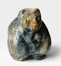 Bear Zuni Fetish Carving Prudencia Quam 1995 Picasso Marble with Cert of Auth picture