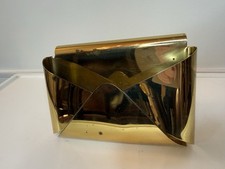 Vintage Italian Brass Envelope Letter Holder w Patina MCM Desk Organizer Rare picture