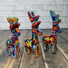 Mexican Huichol LOT of 3 Deer 7