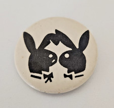 Vintage Playboy Bunny Pinback Button with Girl and Boy Bunny picture