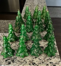Vtg 19 Gurley GREEN Christmas TREES With GLITTER 3